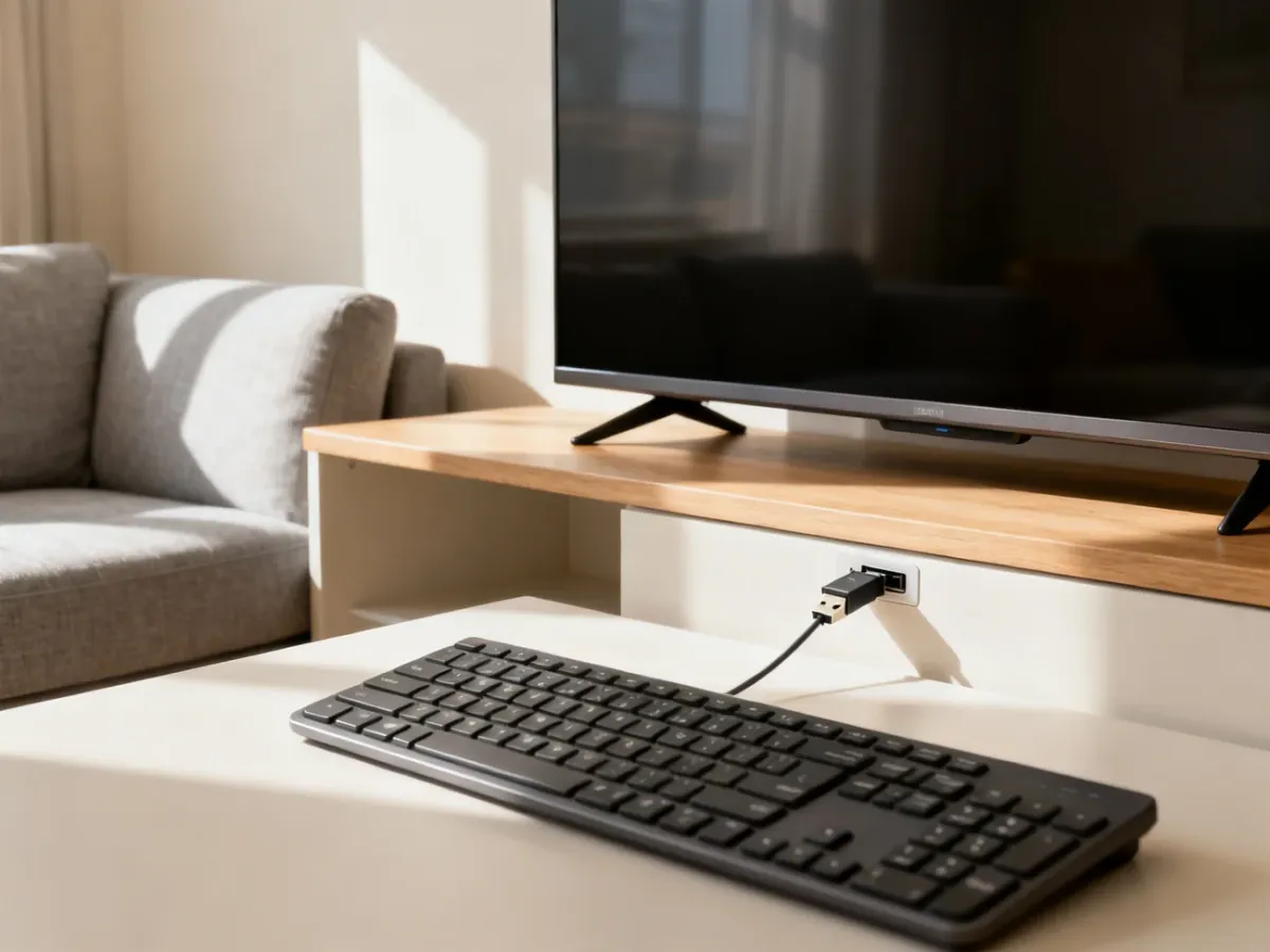 Podłączanie odbiornika USB bezprzewodowej klawiatury do telewizora