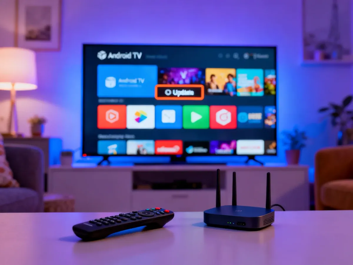 Telewizor z Android TV podczas aktualizowania aplikacji