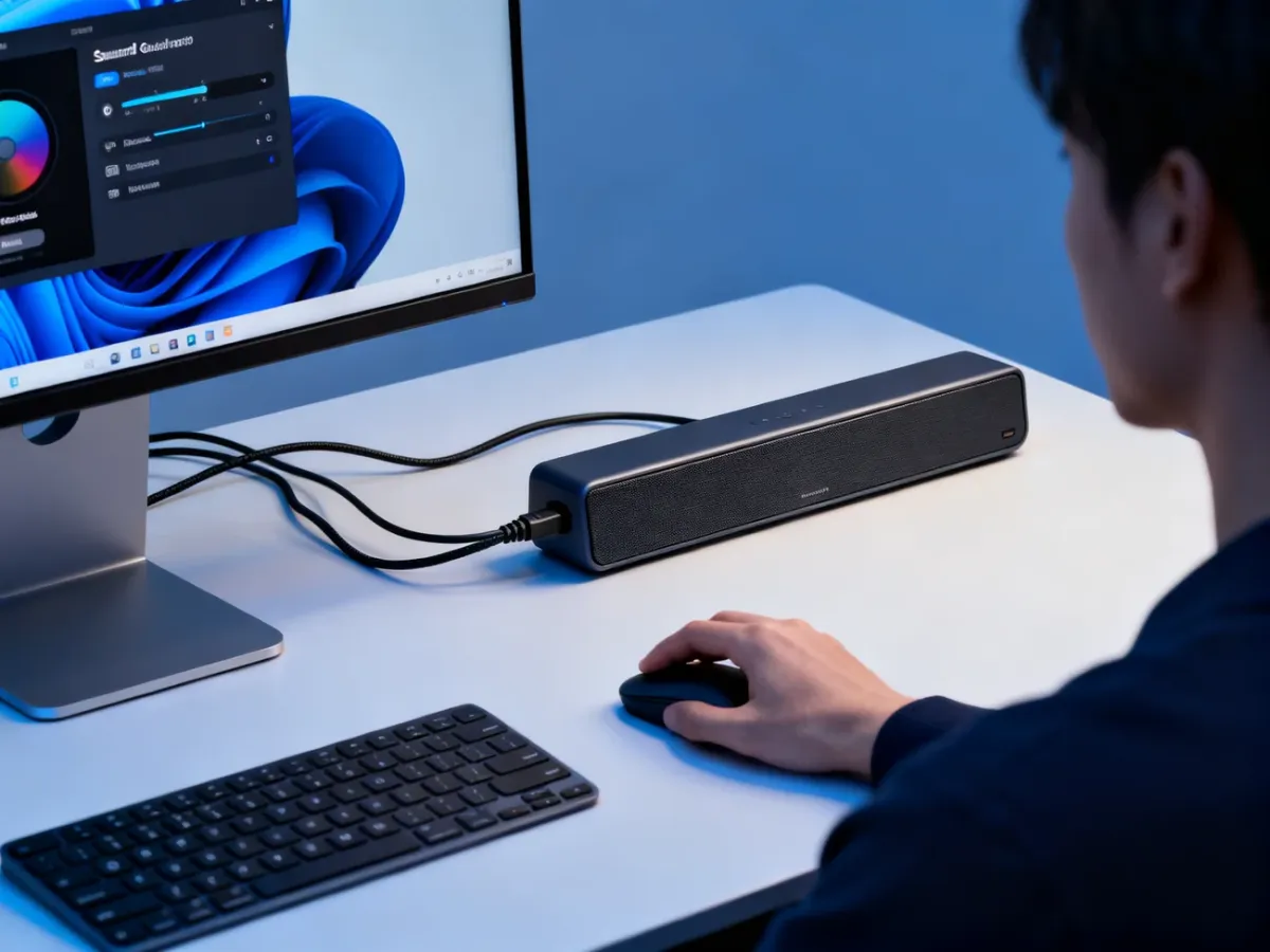 Soundbar ustawiony jako wyjście dźwięku w komputerze