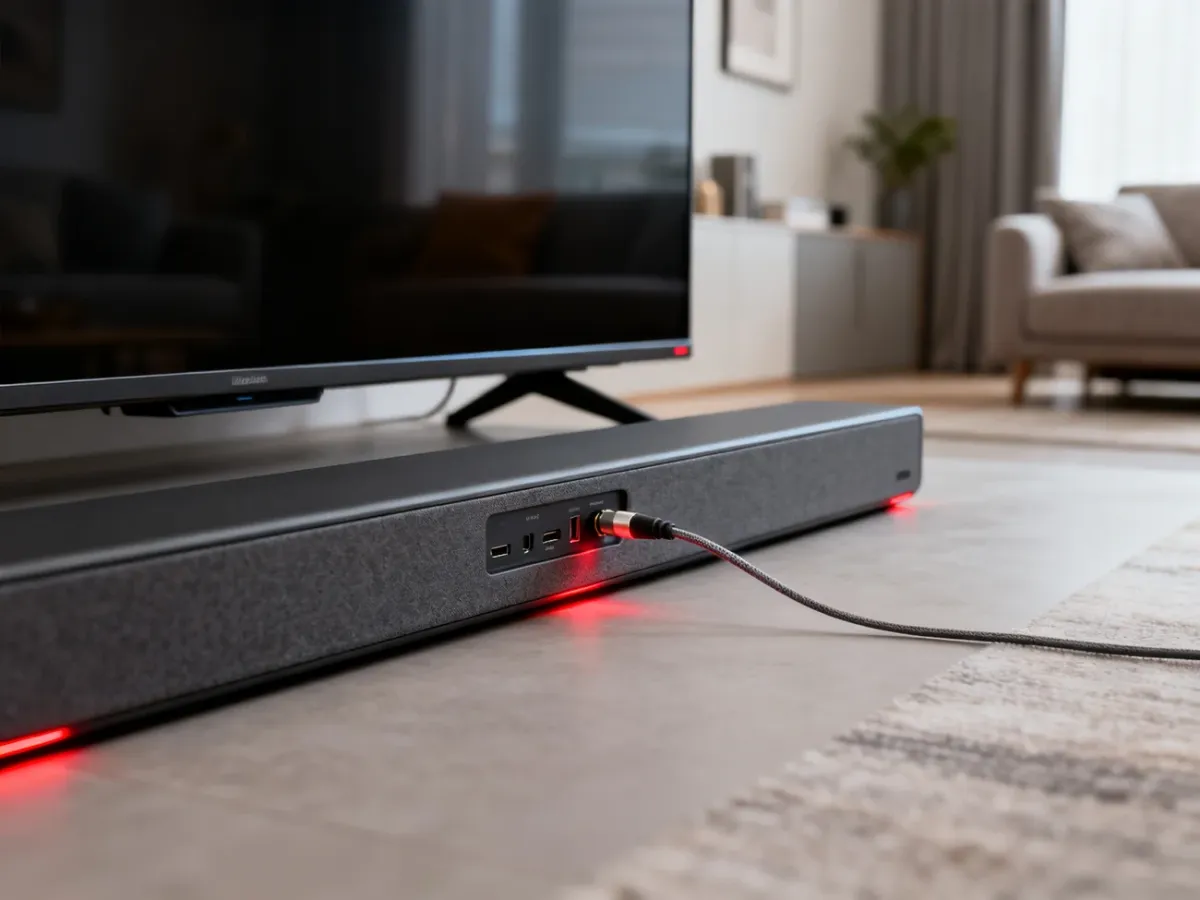 Połączenie telewizora z soundbarem kablem optycznym