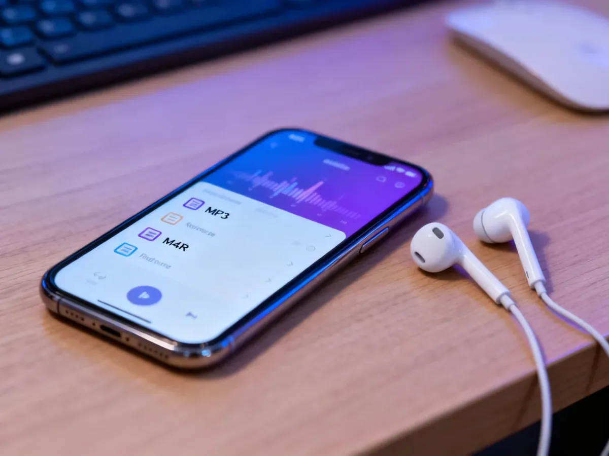Smartfon z wyborem pliku dźwiękowego na dzwonek