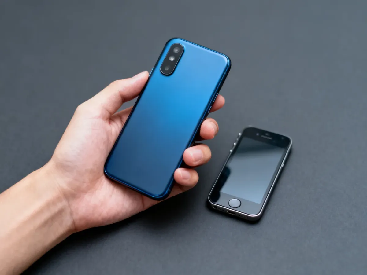 Nowoczesny kompaktowy smartfon zestawiony ze starszym małym telefonem