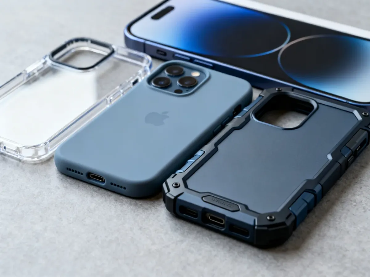 Różne typy etui do iPhone’a 13, w tym przezroczyste, silikonowe i pancerne