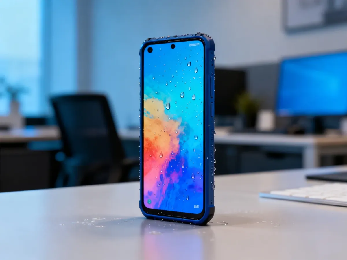 Smartfon Samsung Galaxy A56 5G z ekranem AMOLED na biurku
