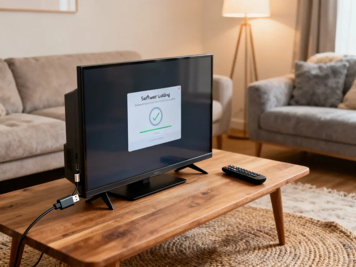 Telewizor aktualizujący oprogramowanie z pendrive’a