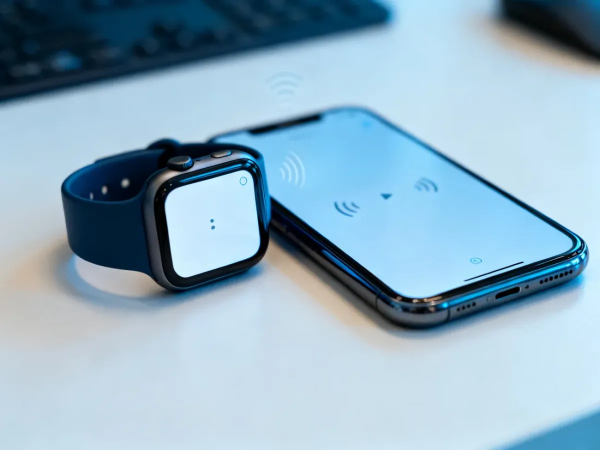 Smartwatch i telefon przygotowane do parowania w aplikacji