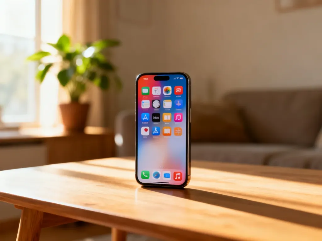 Nowoczesny smartfon z dużymi, czytelnymi ikonami na ekranie, ułatwiającymi obsługę urządzenia przez seniora.