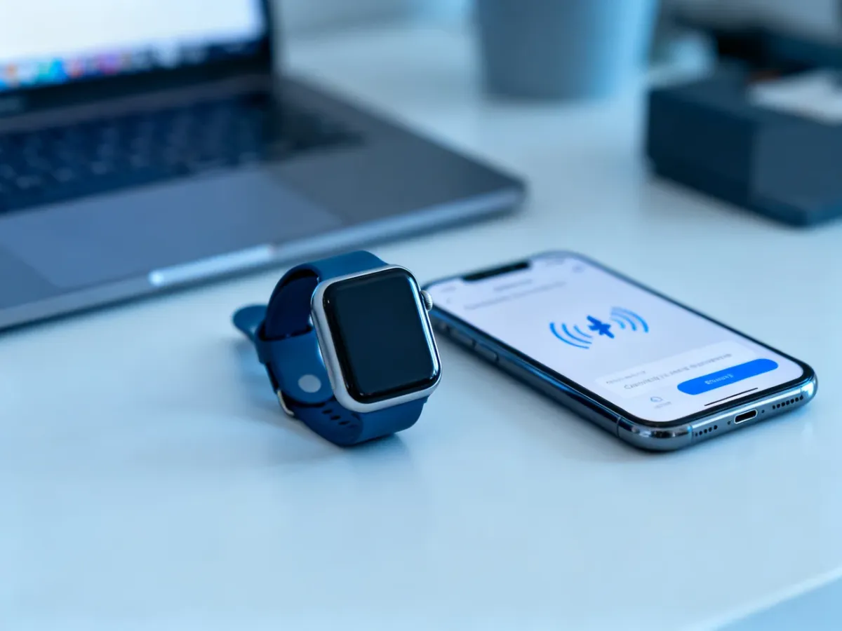 Smartwatch placed next to a smartphone ready for pairing