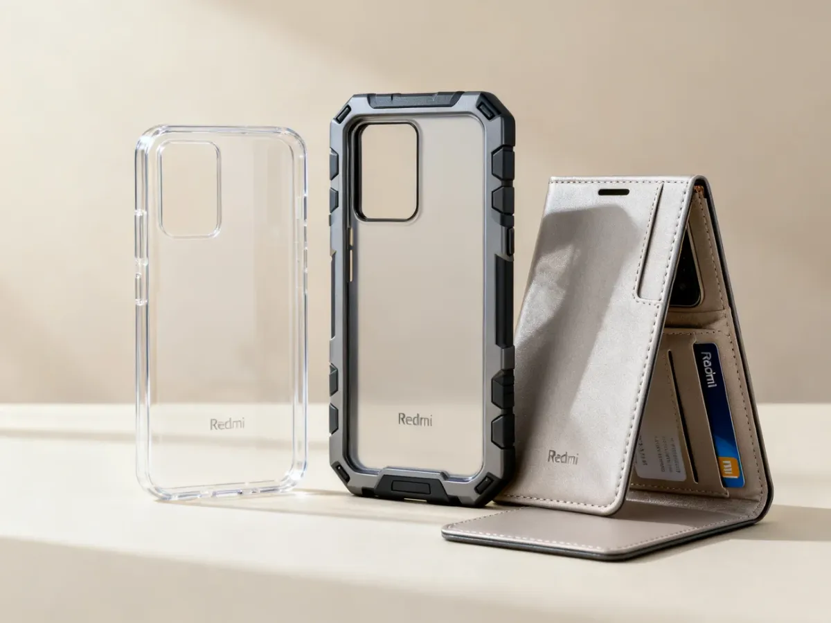 Trzy rodzaje etui do telefonu Redmi: silikonowe, pancerne i klapka