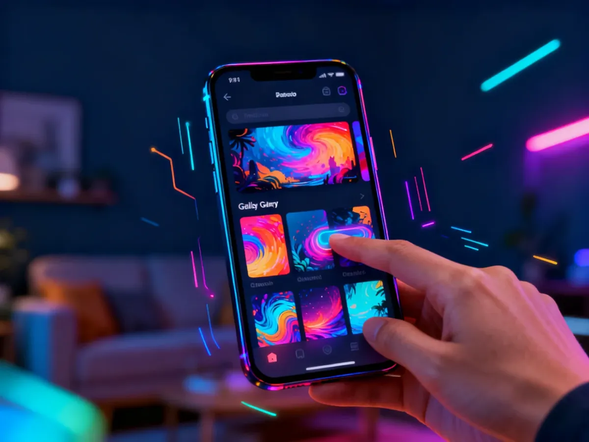 Smartfon z podglądem animowanej tapety wybieranej z galerii
