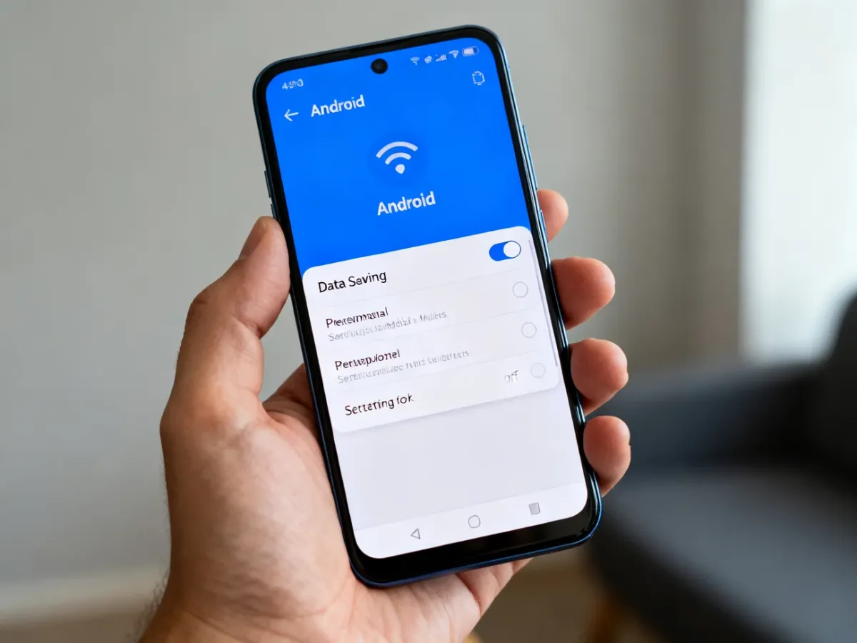 Smartfon z wyłączoną funkcją oszczędzania danych w ustawieniach sieci