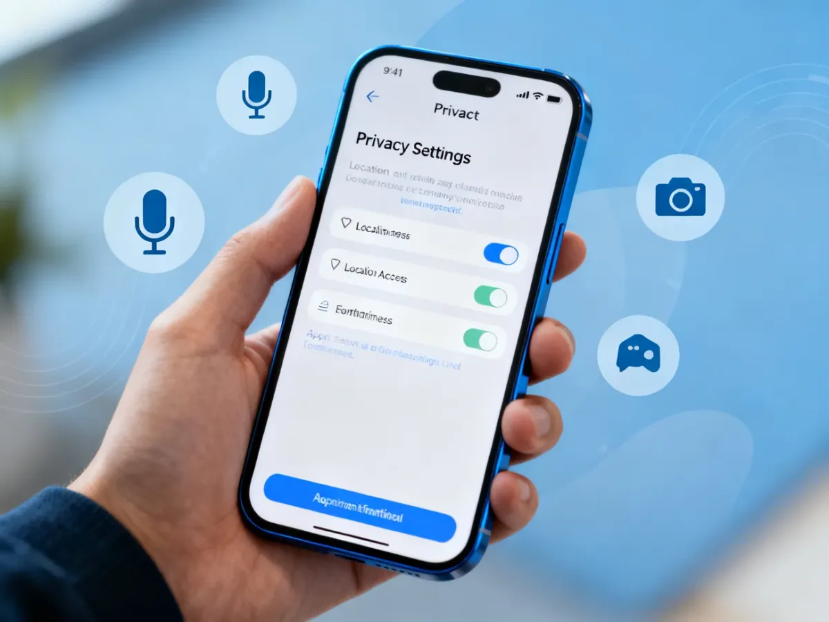 Smartfon z ustawieniami prywatności i kontroli dostępu do lokalizacji