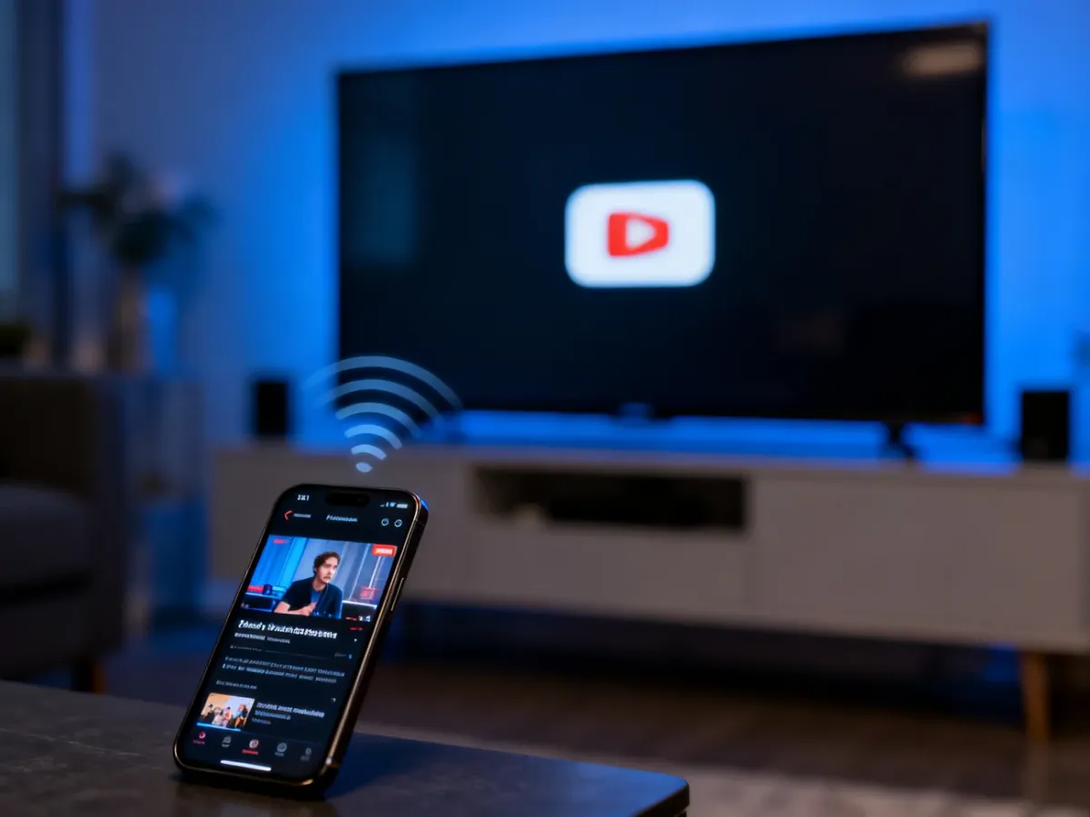 Smartfon przesyłający film na telewizor przez funkcję castingu