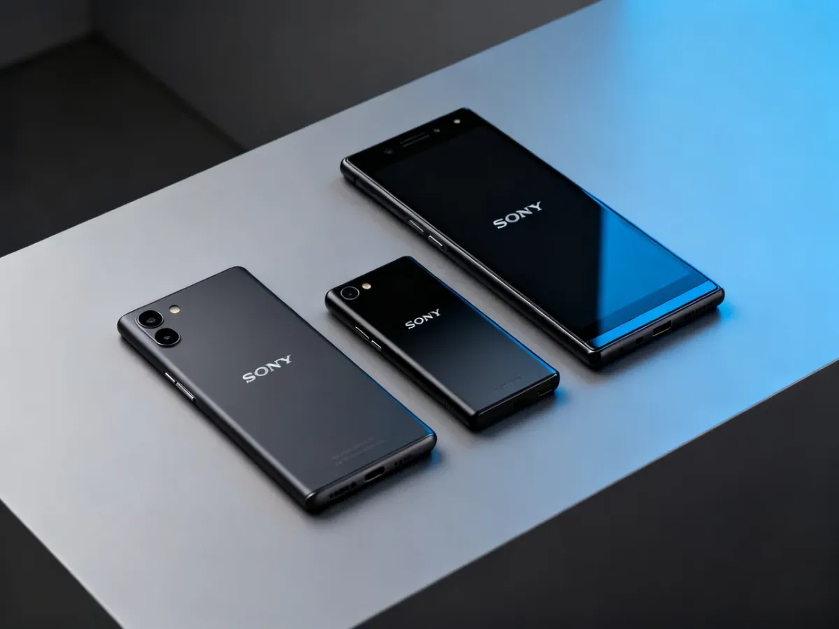 Trzy smartfony Sony Xperia reprezentujące różne serie i zastosowania