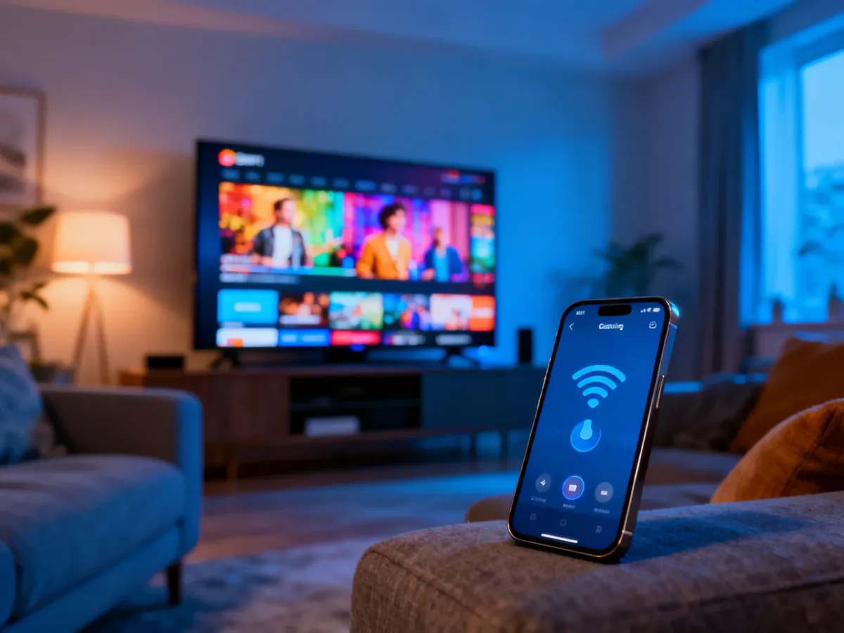 Smartfon przesyłający obraz bezprzewodowo na telewizor Smart TV