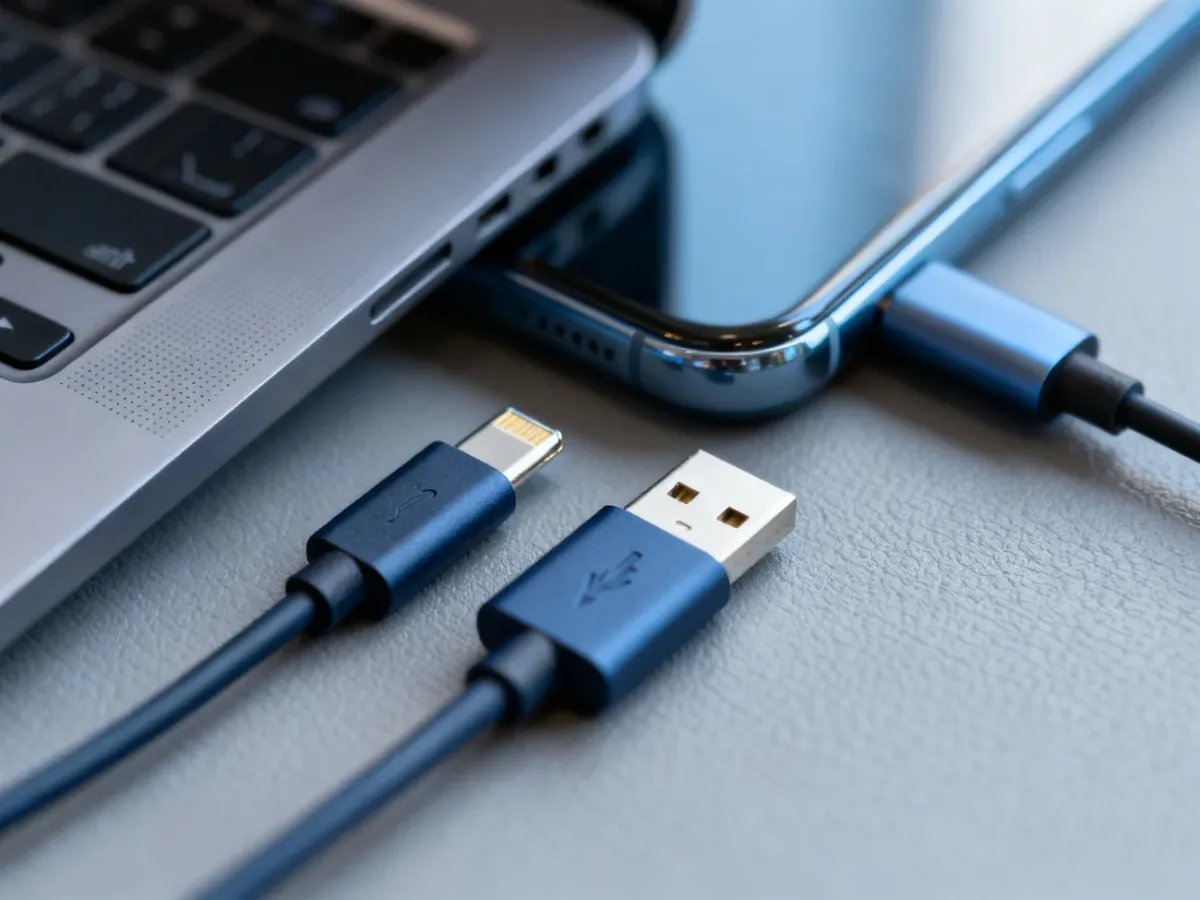 Trzy rodzaje złączy do ładowania telefonu: USB-C, Lightning i Micro-USB