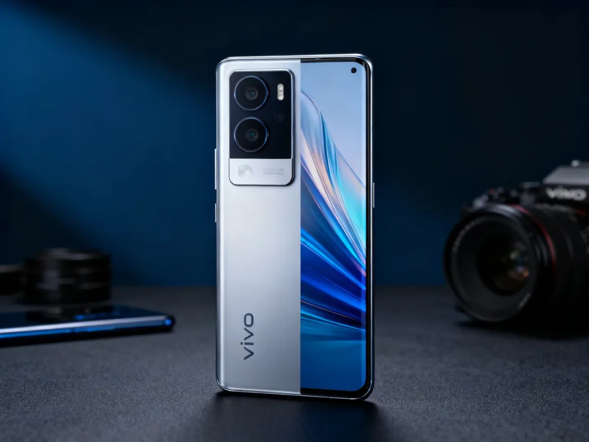Flagowy smartfon vivo z zaawansowanym aparatem na eleganckim tle