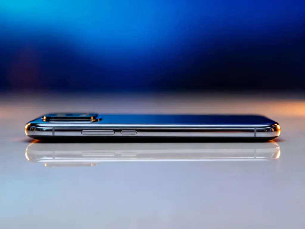 Nowoczesny smartfon Motorola edge 50 fusion z zakrzywionym ekranem na eleganckim, minimalistycznym tle.