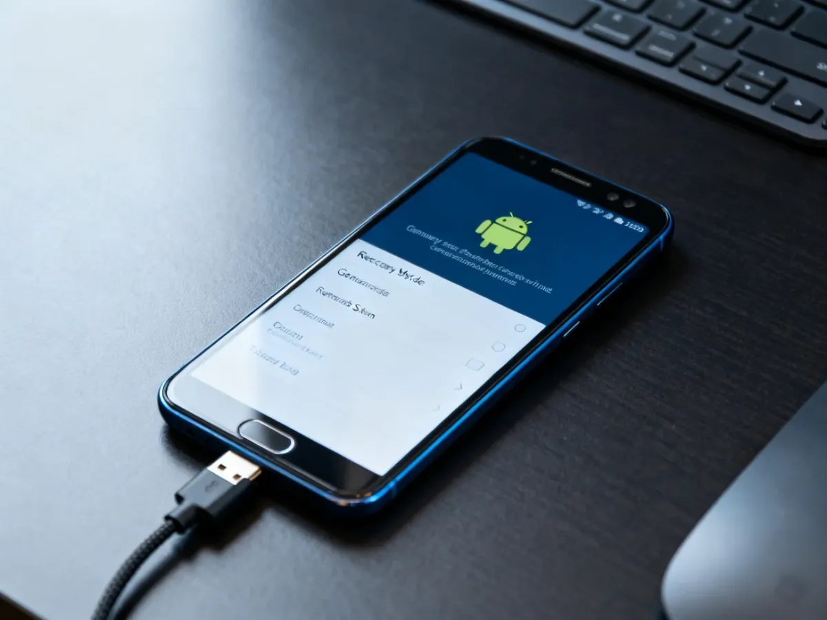 Smartfon z Androidem wyświetlający tryb Recovery