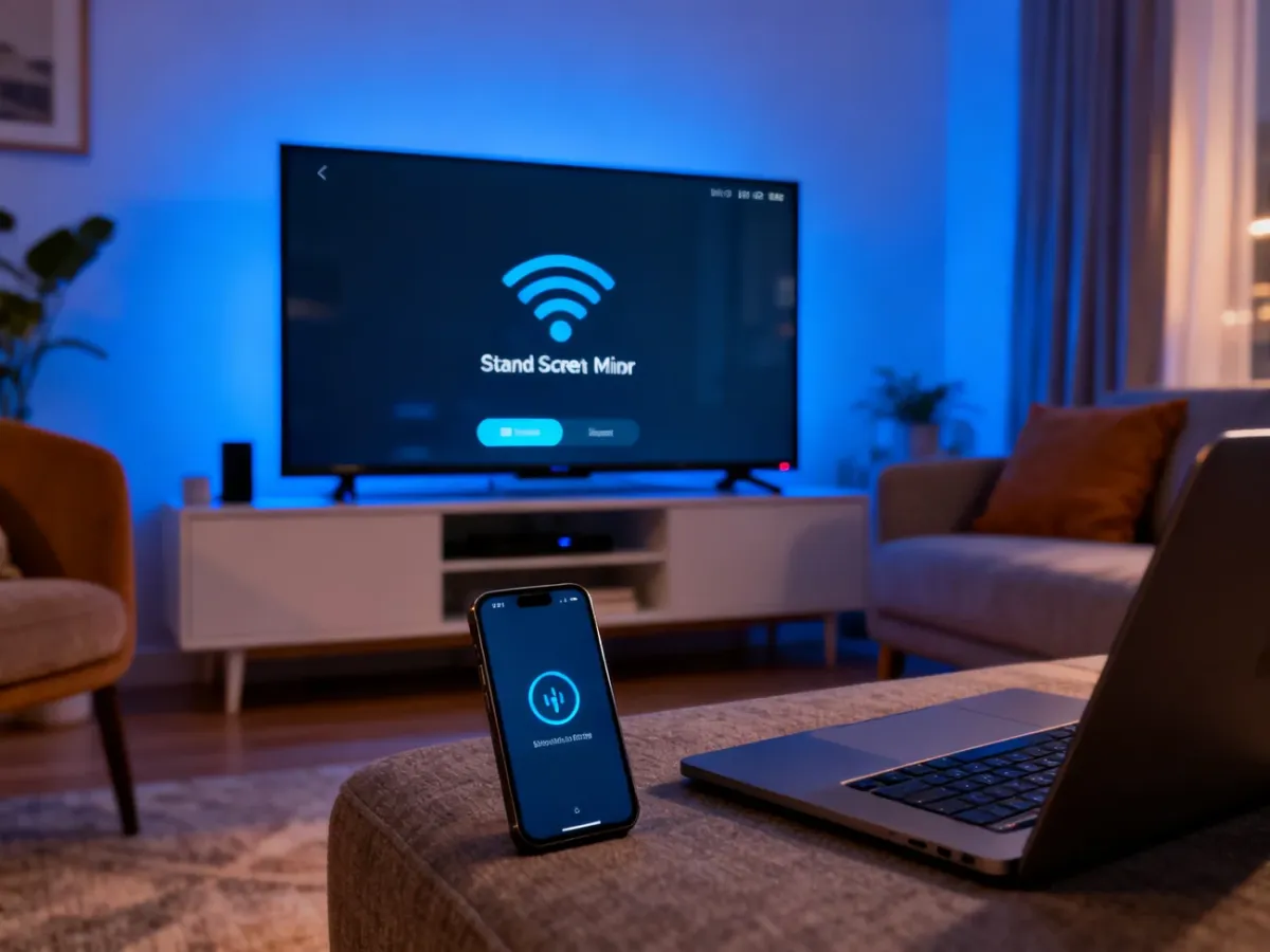 Telewizor w trybie oczekiwania na bezprzewodowe udostępnianie ekranu